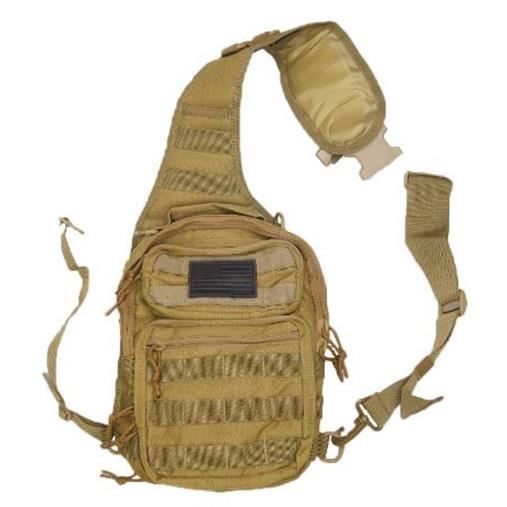 SAC / SACOCHE D'EPAULE TACTIQUE MONO BRETELLE MULTI-POCHES 10 LITRES TAN DMONIAC