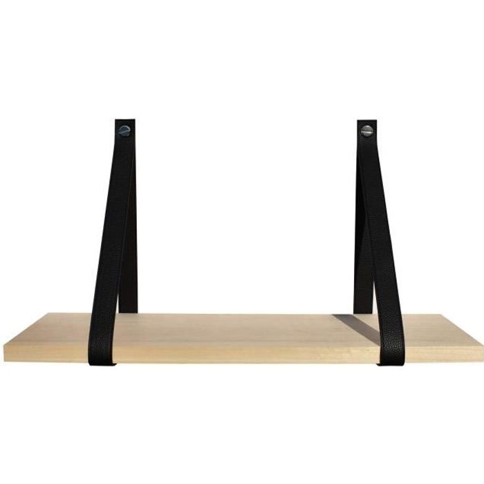 Étagère murale bois 60 X 19 façon cuir noir