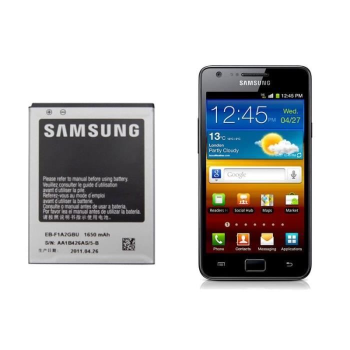 Batterie d'origine EB-F1A2GBU Pour Samsung Galaxy S2 i9100 i-9100 i9103 Galaxy S2 R 1650 mAh 3,7 V