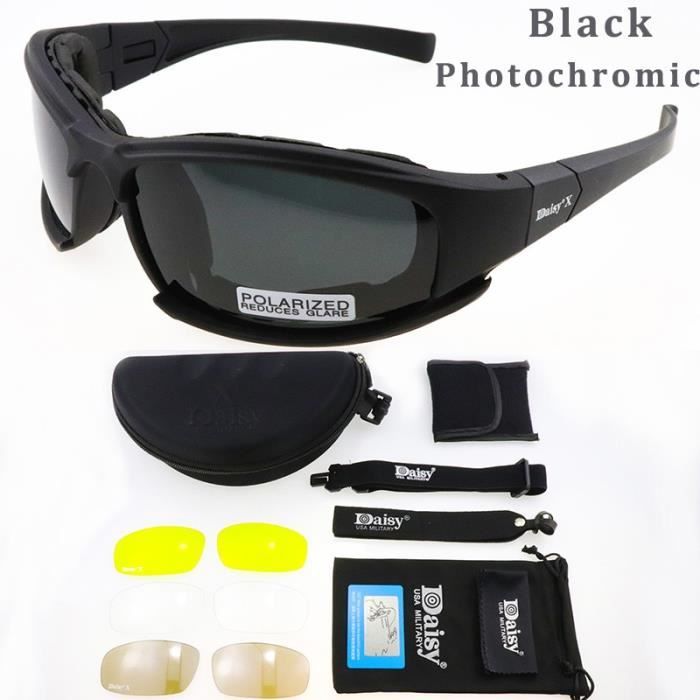 BlackPhotochromic -Lunettes photochromiques polarisées pour homme, accessoire de mode, style militaire, idéal pour le tir ou la rand