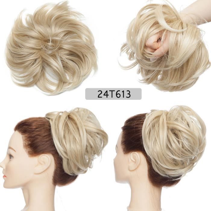 1839 -S noilite — Postiche chignon synthétique moelleux pour femmes, décoiffé, avec bande élastique, 85g