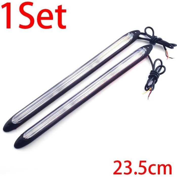 1 set 23.5cm -12V LED feux de jour de voiture Auto feux diurnes DRL clignotant lampe Flexible bande décoration lampe étanche feux de