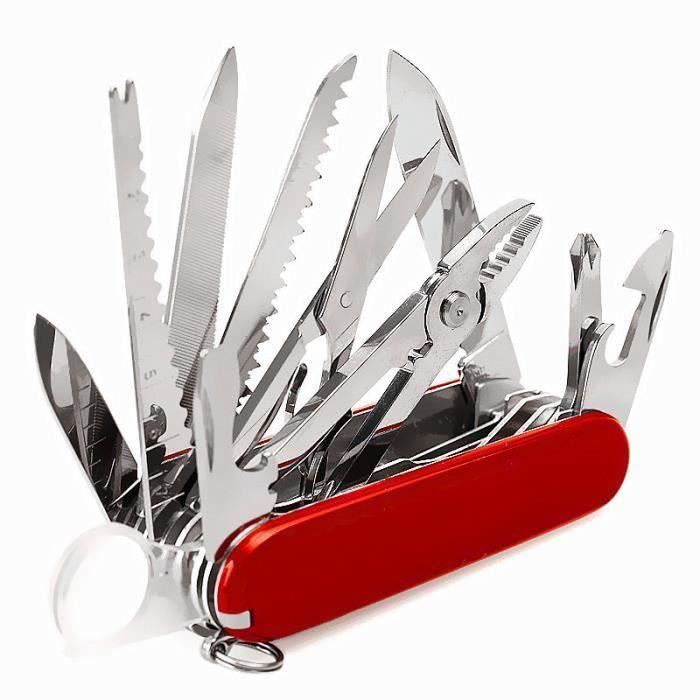 Couteau Multifonction à Pliage de l'Armée Suisse Spécial pour Camping en Plein Air
