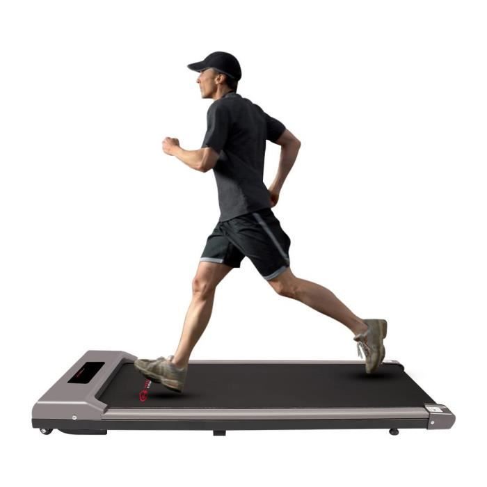 Tapis de Course Portable, HOMEFITNESSCODE, Vitesse Réglable maximale 10 km/h, Écran LCD, Silencieux, Gris