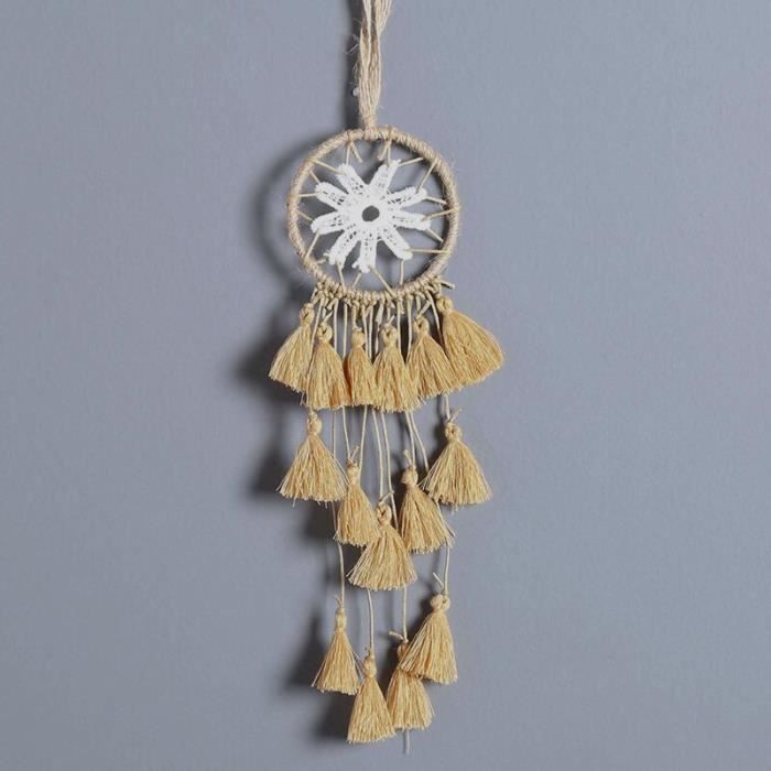 CARILLON A VENT - CARILLON EOLIEN,MIAMOR Mini capteur de rêves multicolore fait à la main - Type beige