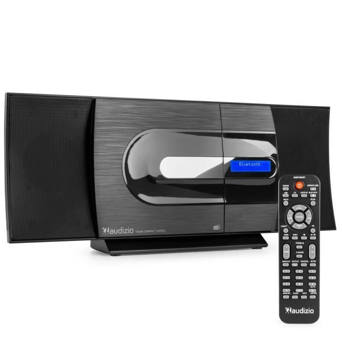 Audizio Tours Radio DAB stéréo 80 W - Noir, avec lecteur CD, lecteur MP3, Bluetooth, radio FM, écran LCD, port USB intégré, idéal po