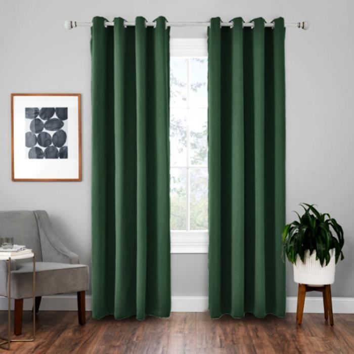 Rideau 135*180 cm vert Tissu de haute précision avec soie simulée style moderne mode ombrage oeillets Épais Deux comprimés salon