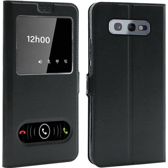 Coque Samsung Galaxy S10e, Double Fenêtre - Noir