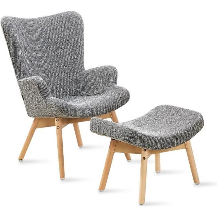 Fauteuil scandinave gris patchwork - Stockholm