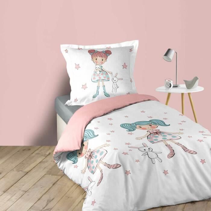 PARURE DE LIT 2 PIECES 140 x 200 CM IMPRIME 57 FILS ALLOVER ZOE