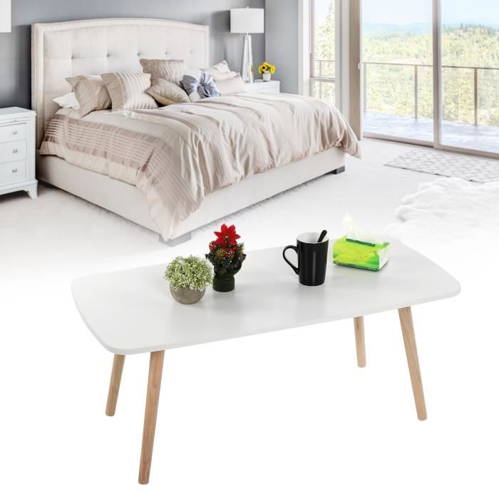 Petite table basse rectangulaire blanche simple -OLL