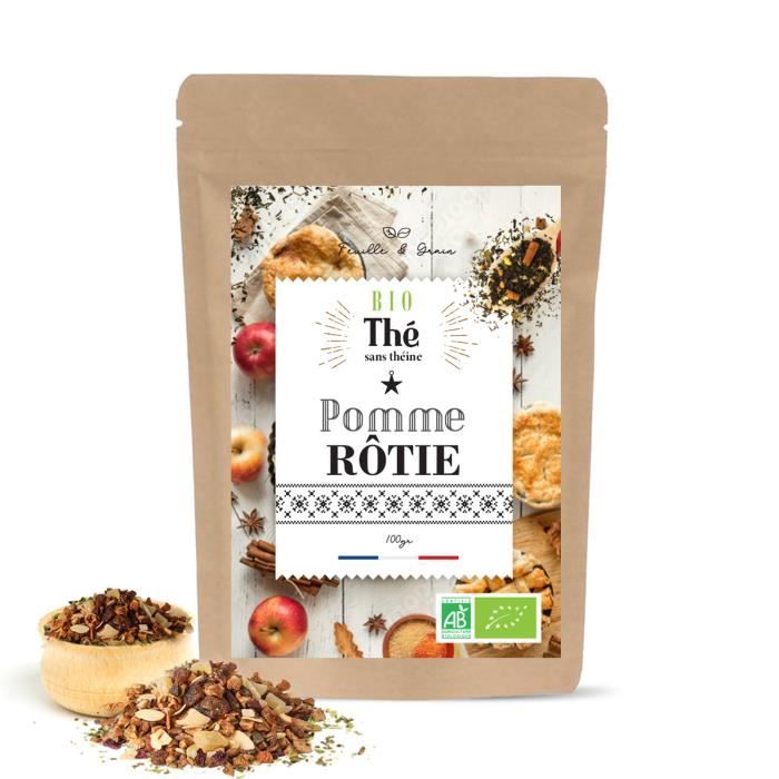 Pomme Roti - Infusion Aromatisé Bio -Fruits Mélangés -Feuilles en Vrac -Plante Naturelle pour Infusion de qualité -Poids 100g