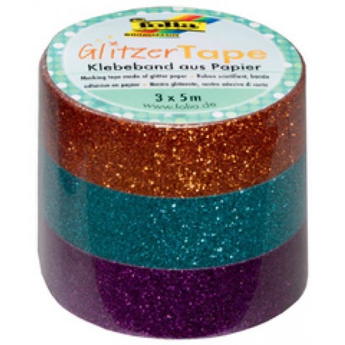 folia folia ruban adhésif -glitter-tape-, rose vif-or-bleu clair noir noir Noir 225476