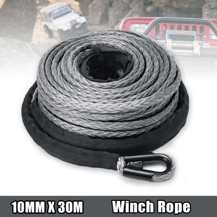 NEUFU 30mX10mm Synthétique Corde Câble Ligne Gris pour Treuil Voiture ATV SUV 23809LBS