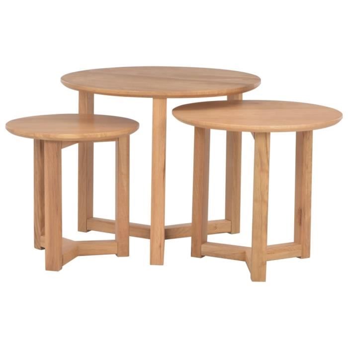 Tables basses 3 pcs Bois de chêne solide