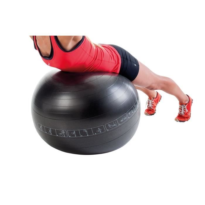 PURE2IMPROVE Ballon d'exercice - 75 cm - Fitness - Noir