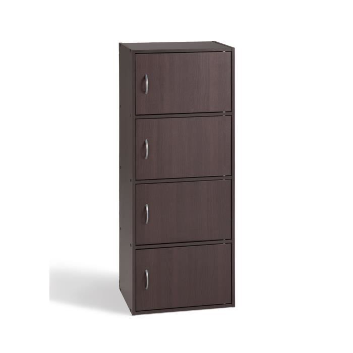 Etagère 4 Porte wengé en panneaux de particules,40x29x106cm