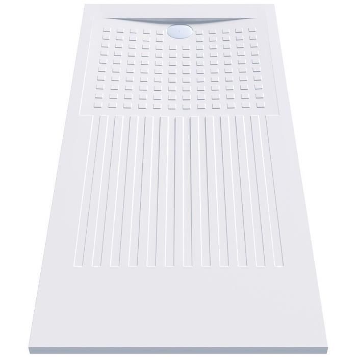 CREAZUR Receveur de douche rectangulaire à poser Oasis - 180 x 80 cm - Découpable - Blanc