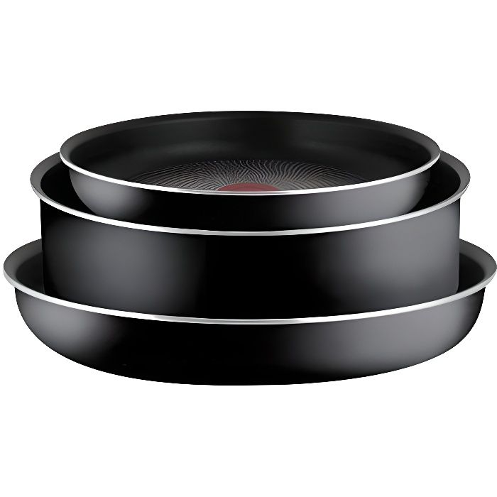 Tefal Ingenio Essential Set de 3 Pièces Poêles 22/26 cm + Sauteuse 24 cm - Sauf l'induction, Noir L2007802