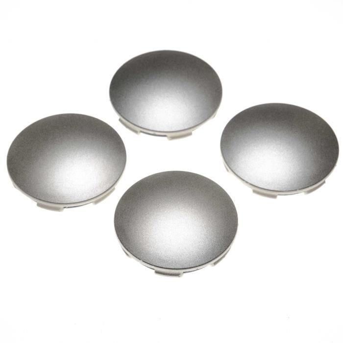 vhbw 4x Cache-moyeu universel, centre de roue pour diverses voitures, 64 mm, gris, plastique