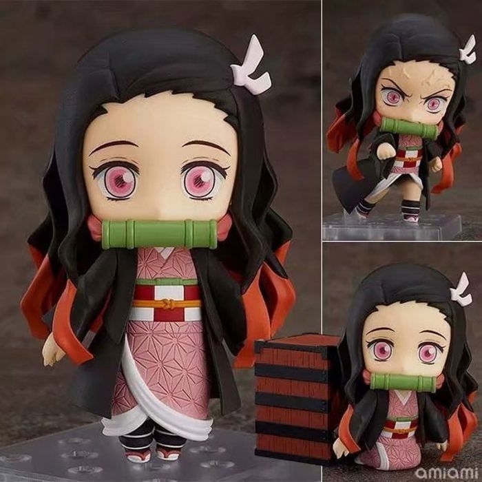 Figurine Demon Slayer – Kamado Nezuko Version Q – 16 Cm Avec Base, Plastique Transparent – Décoration De Bureau Et Collection