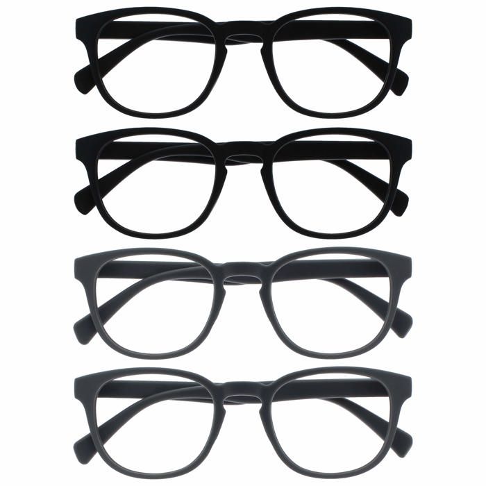 Lunettes De Lecture +3,50 Opulize Fly Pack 2 Paires Poche - Super Légères Noir Mat Hommes Femmes