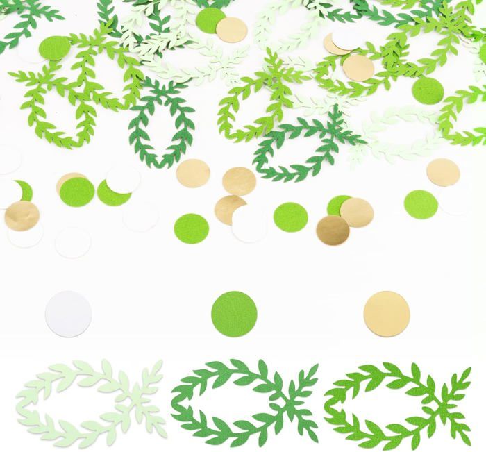 400 Confettis Verts – 3 Couleurs (blanc, Jaune, Vert) – Multiples Formes – Décoration Fête, Mariage, Anniversaire