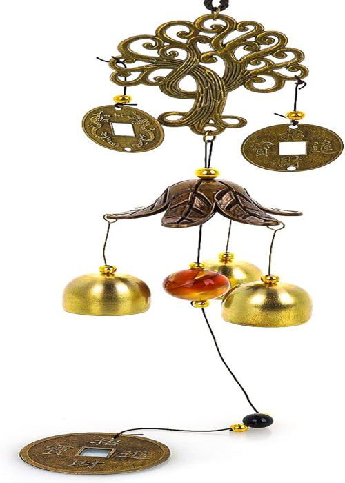 Carillon Éolien Bronze Feng Shui - Décoration Extérieur Style Chinois Avec Éléphants Et Dragons - Porte-Bonheur Pour Jardin, Terrasse