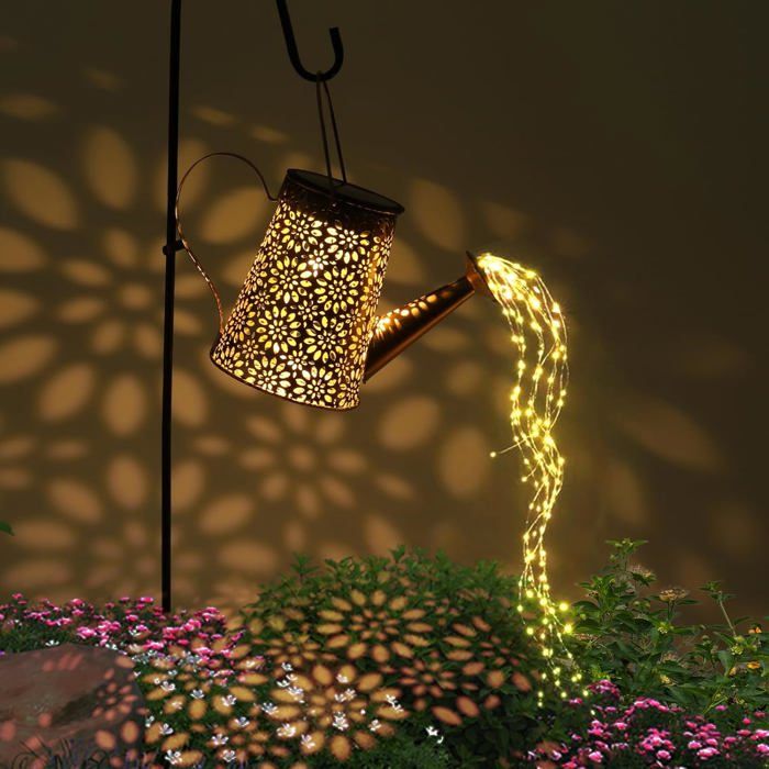 Lanterne Solaire Exterieur Arrosoir Decoration Noel Avec Support PèRe