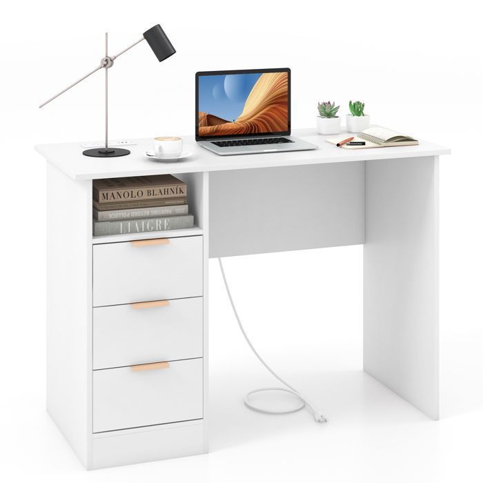 Costway Bureau met laadstation, toetsenbordplank, la
