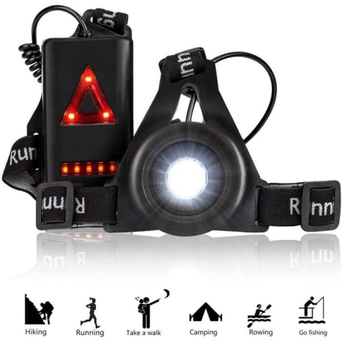 Gilet de course avec lumière LED pour la course à pied le vélo la randonnée c Noir