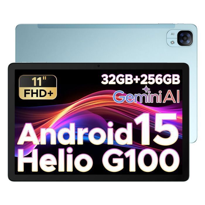 Tablette tactile DOOGEE TAB E3 11 Android 15 256Go ROM 32Go RAM Helio G100 double SIM 4G WIFI batterie 8800mAh 13MP – Bleu