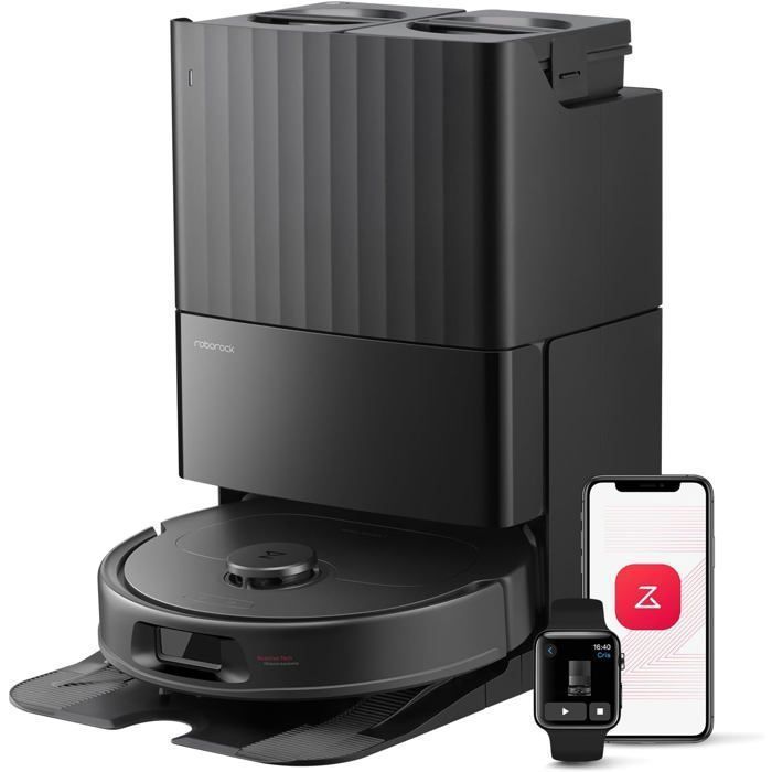 Roborock QV 35S Aspirateur Robot 10000 pa Double Anti EnchevêtrementRelevables 10mm RéActive & Navigation PreciSense LiDAR Noir