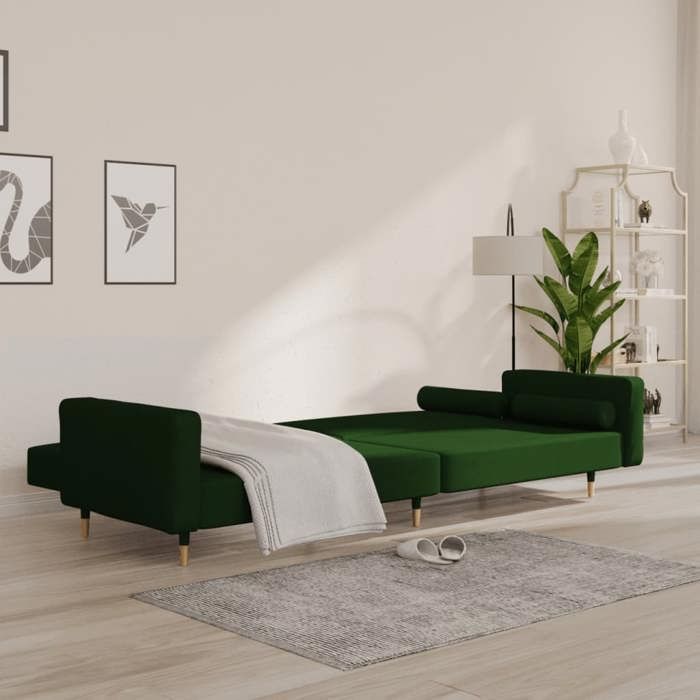 Remise CLIC-CLACCanapé Lit Convertible  à 2 places avec deu x  oreillers Vert foncé Velours JILIMAISON2025 42646340