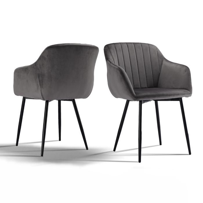 Goeurvant Chaises de salle à manger avec assise large et accoudoirs confort minimaliste - Lot de 2 - Gris foncé