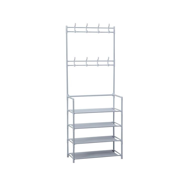 Porte-manteaux dentrée - HERZBERG - HG03404 - Étagère à chaussures 4 niveaux - Blanc - Tubes acier 16 mm