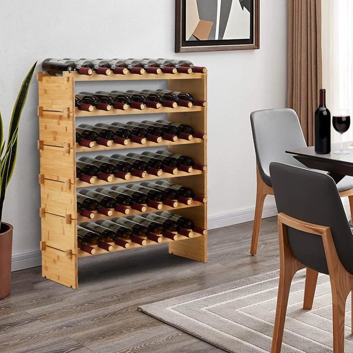 Meuble bar range bouteilles - casier a bouteilles - 6 Niveaux pour 48 Bouteilles 76x26x88cm