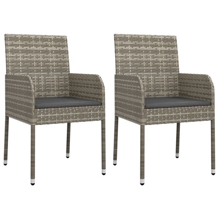 &Mode Lot de 2 fauteuils relax/ Chaises de jardin avec coussins - style moderne - Résine tressée Gris Sale531932