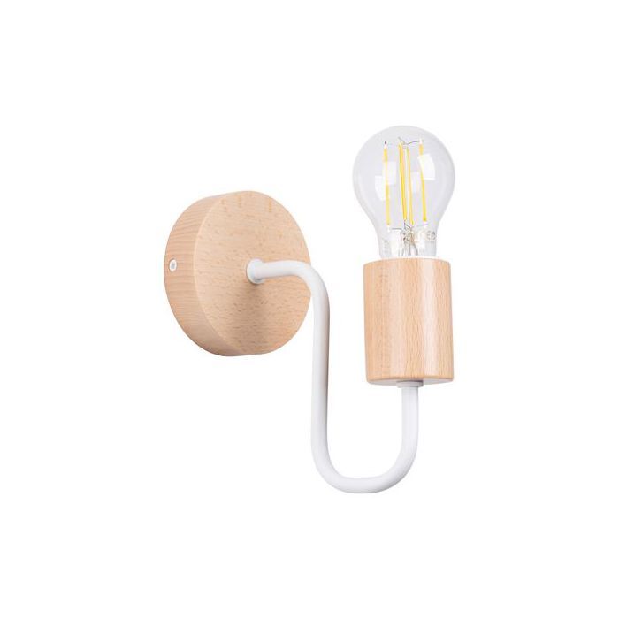 Applique Acier Blanc/Bois Naturel E27 1 Timbo Applique Acier Blanc/Bois Naturel E27 1 Timbo