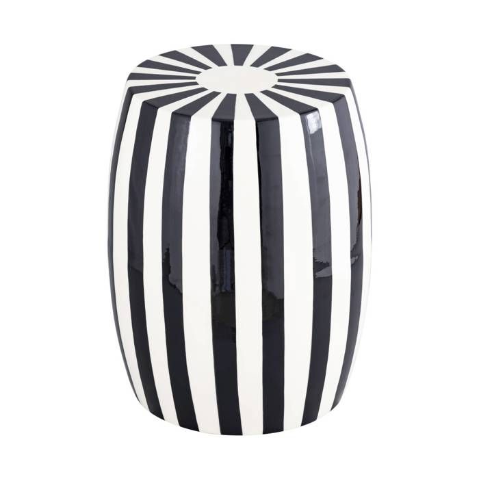 Table dappoint. bout de canapé. table de chevet acier émaillé noir et blanc Ø35 x H 46cm - Mizzy