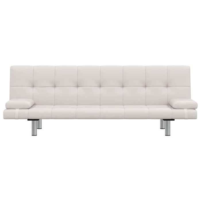 @FRENCH Lit banquette/Canapé repos - convertible - Canapé-lit réglable avec deux oreillers Similicuir Blanc crème 9265690
