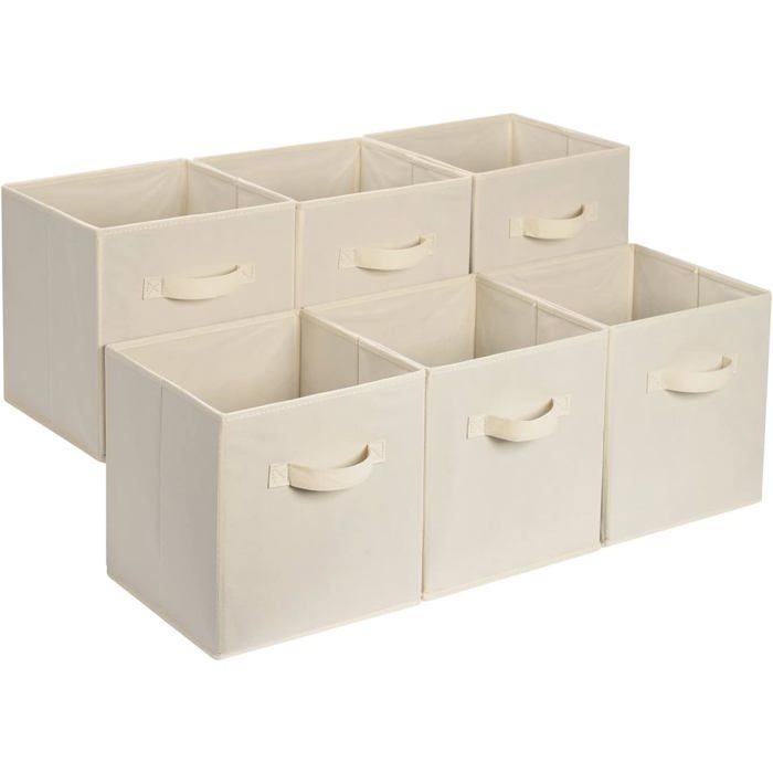 Lot de 6 paniers pliables en tissu rose 27 x 27 x 27 cm - Maison