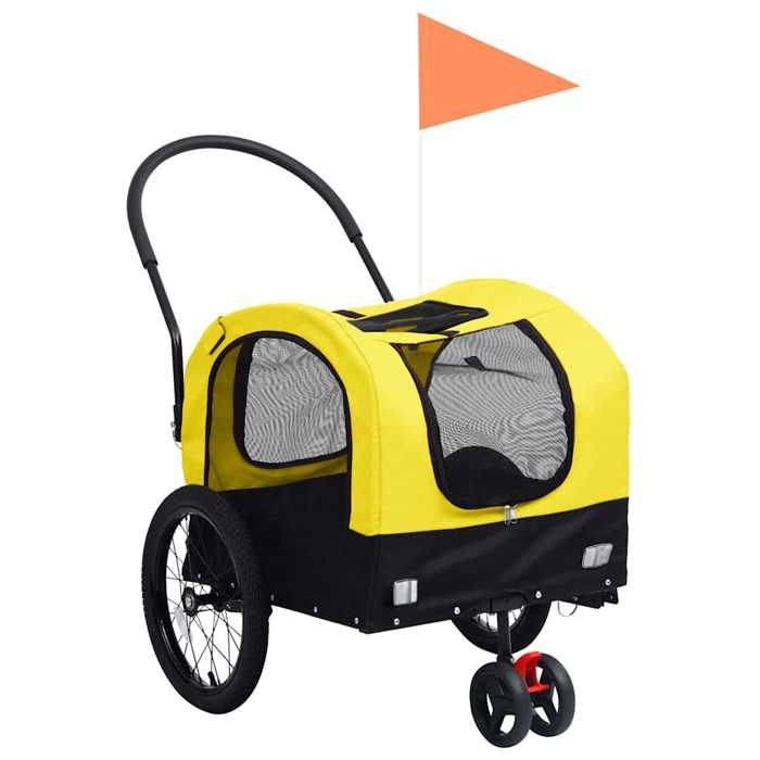 Remorque de vélo pour chiens 2-en-1 - VIDAXL - Jaune et noir - 63 5x143x103 cm - Tissu Oxford - Acier et aluminium