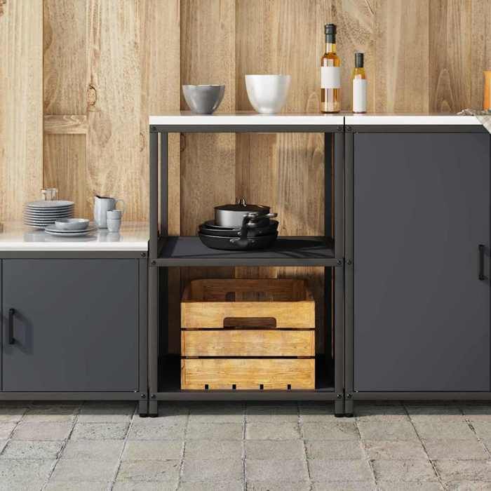UU*TOP Meuble de rangement de cuisine - design modulaire - avec étagère - Anthracite Acier CC2293