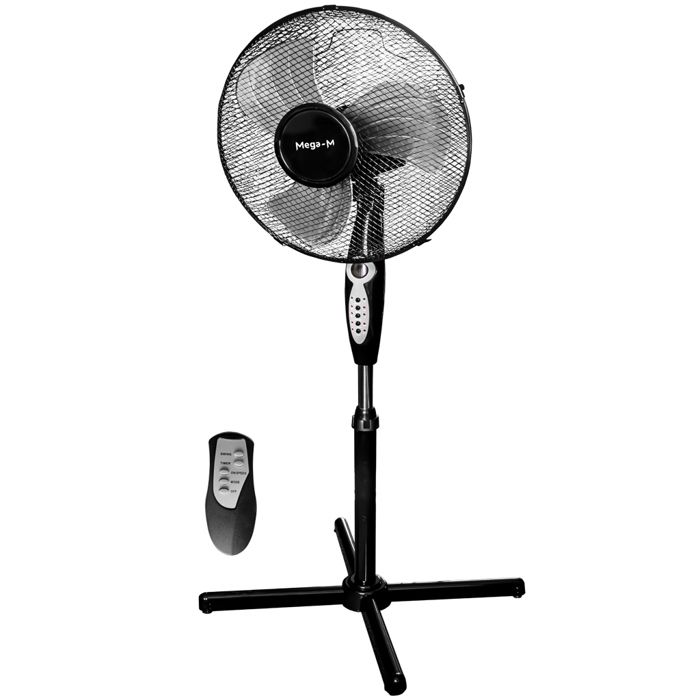 Ventilateur de sol - Mega-M - Diamètre 40 cm - Télécommande - 3 vitesses - Rotation - Inclinaison - Minuterie - Mega M