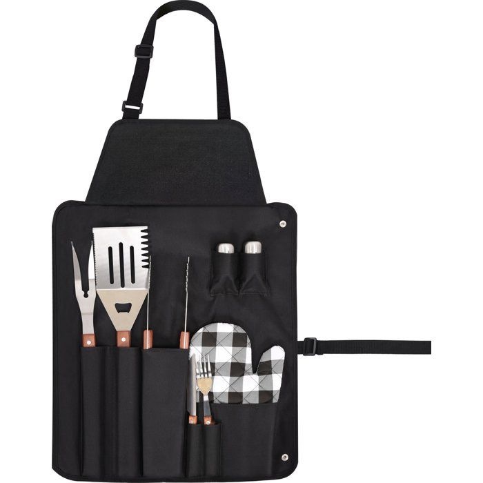 Tablier pour grillade - TOYA - 8 pièces - Accessoires inclus - Pratique pour barbecue - Facile à nettoyer