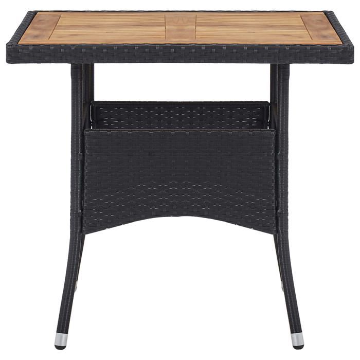 HOT SALE* Ensemble à manger de jardin - 3 pcs - SHIELD - Table de jardin et 2 Fauteuils - Noir Résine tressée et acacia 2660810