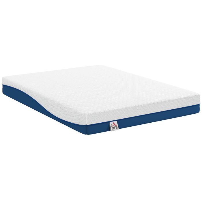Matelas - HOMCOM - 140x190cm - housse amovible lavable - mousse à mémoire de forme au thé vert - 2 personnes - blanc