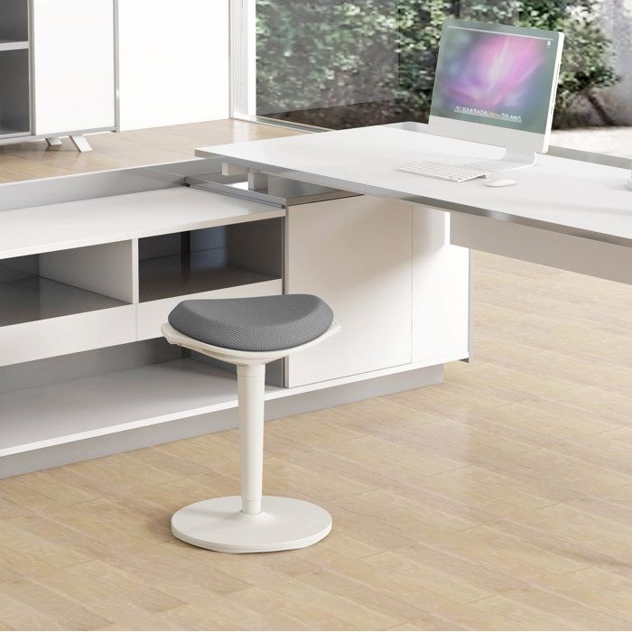 Tabouret de bureau ergonomique hauteur réglable - TCQPZ - siège pivotant en mesh gris plastique 42 5 × 35 5 × 71 5 cm