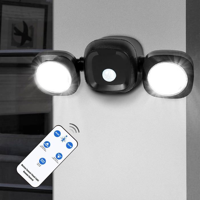 Lampe extérieure détecteur de mouvement - EVERWOL - Détecteur de mouvement 30 pieds - Télécommande sans fil